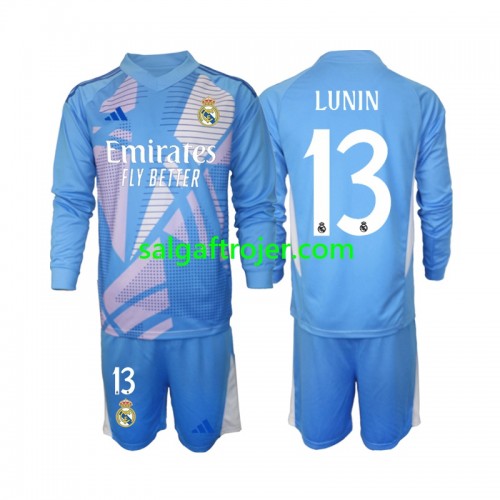 Real Madrid Andriy Lunin 13 Fodboldtrøjer Målmand Børn Hjemmebanesæt 2024/25 Langærmet Real Madrid Andriy Lunin 13 Fodboldtrøjer Målmand Børn Hjemmebanesæt 2024/25 Langærmet